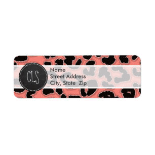 Etiqueta Impresión de leopardo rosa de coral; apariencia de