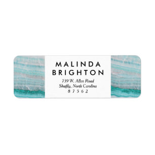Etiqueta Impresión de onda de granito turquesa de piedra en