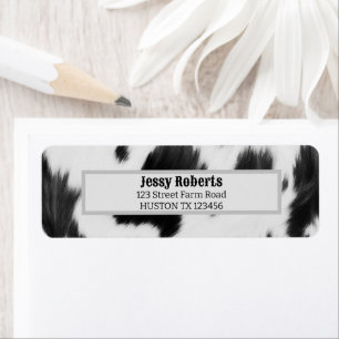 Etiqueta Impresión de vaca blanca negra en el país occident