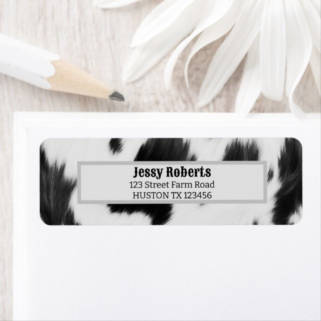 Etiqueta Impresión de vaca blanca negra en el país occident (In situ)