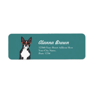 Etiqueta Inconformista fresco Boston blanco y negro Terrier