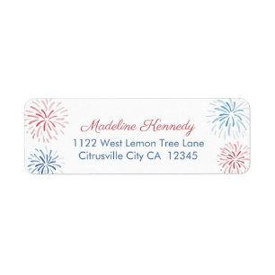 Etiqueta Independence Day Firework Bursts Return Address