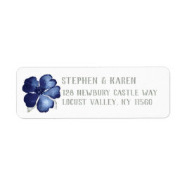 Etiqueta Indigo Blue Elegant Flower Return Address