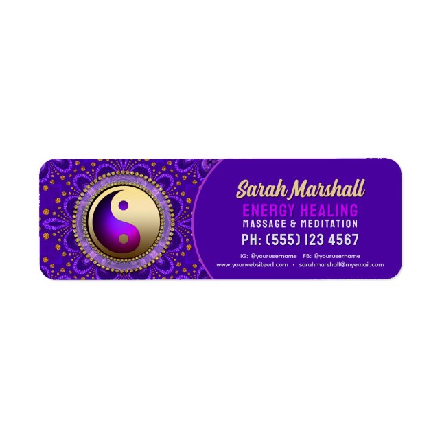 Etiqueta Indigo Blue Purple Gold Angelic Energy Healing  (Frente)