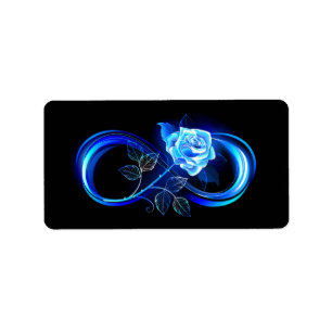 Etiqueta Infinito brillante con rosa azul
