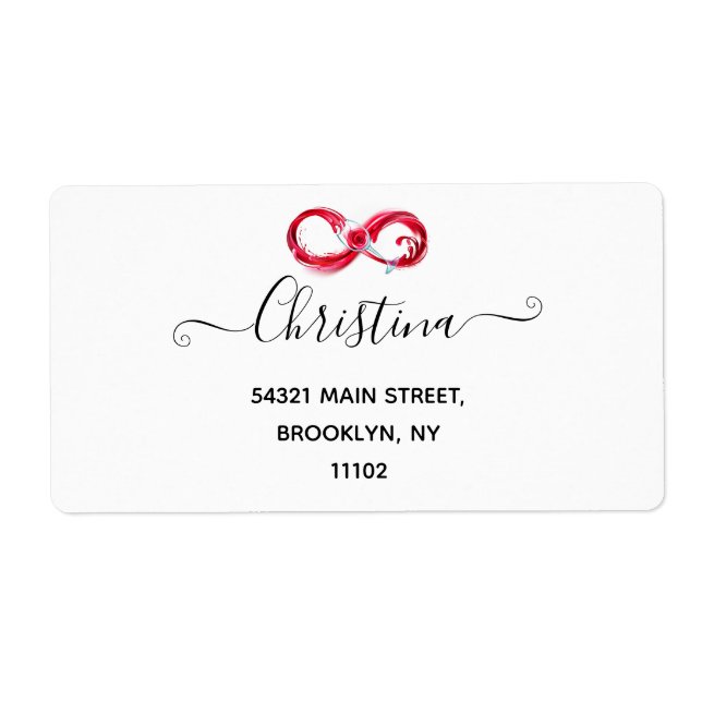 Etiqueta Infinito con vino Rojo (Frente)