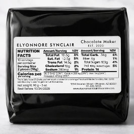 Etiqueta Información Nutricional del Fabricante de Chocolat