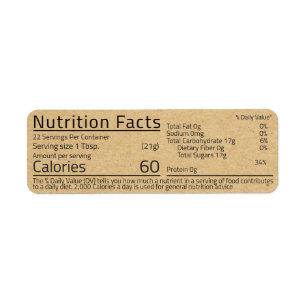 Etiqueta Información sobre la nutrición de la miel Direcció