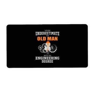 Etiqueta Ingeniero Anciano Con Título De Ingeniero