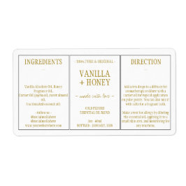 Etiqueta Ingredientes de Aceite Esencial Cosmético Vainilla