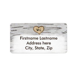 Etiqueta Iniciales del corazón del árbol de birch dirección