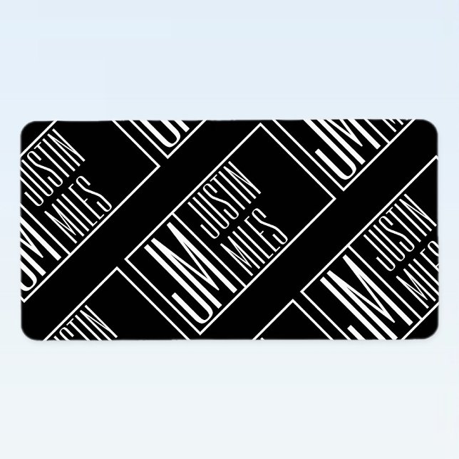 Etiqueta Iniciales modernas con patrón de monograma de nomb (Subido por el creador)