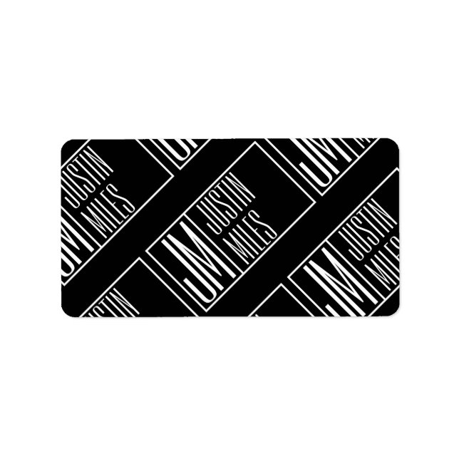 Etiqueta Iniciales modernos con modelo de monograma de nomb (Frente)