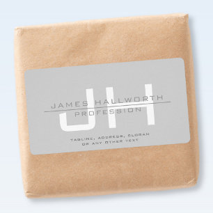 Etiqueta Iniciales Monogramadas Modernas (u otro texto) Gri