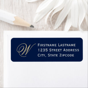 Etiqueta Inicio de Champagne Gold Elegant Blue Midnight