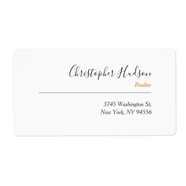 Etiqueta Inmobiliaria Profesional Realtor Simple (Frente)