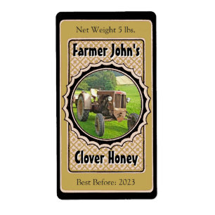 Etiqueta Insertar una imagen de miel Boda negro y dorado