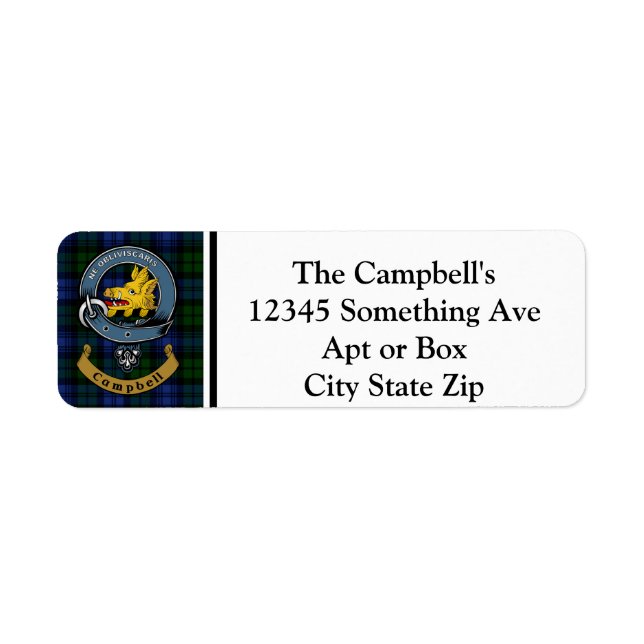 Etiqueta Insignia Campbell Clan y retorno personalizado de  (Frente)