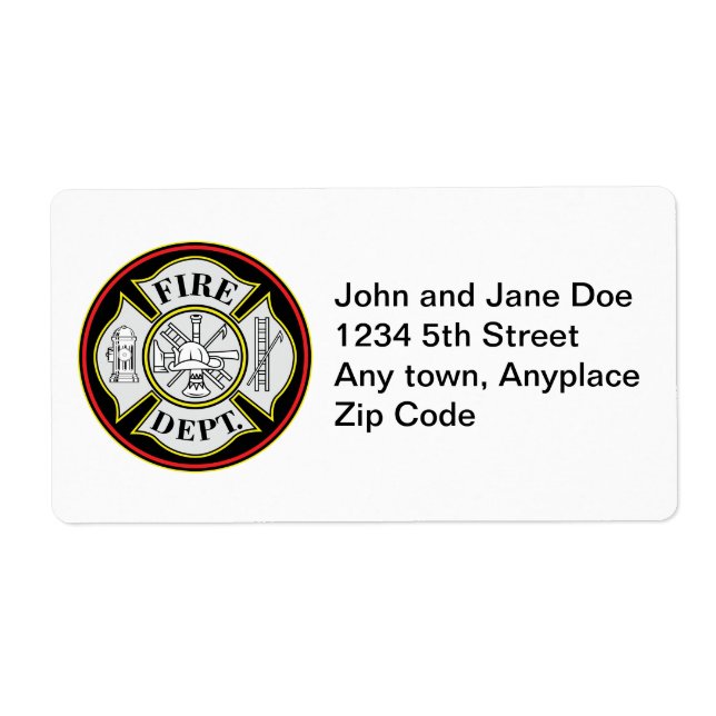 Etiqueta Insignia redonda del Departamento de Bomberos (Frente)