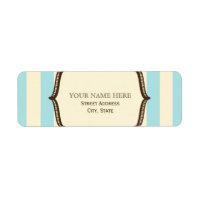 Etiqueta inspirada en el circo de color azul crema