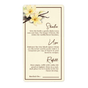 Etiqueta Instrucción de extracción de vainilla casera de ac