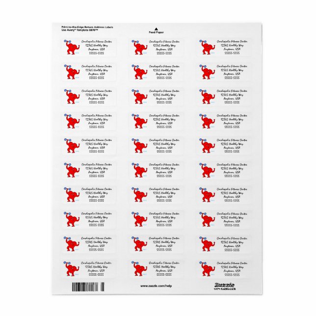 Etiqueta Instructor de Aerobic Cardio Fitness Heart (Hoja Entera)