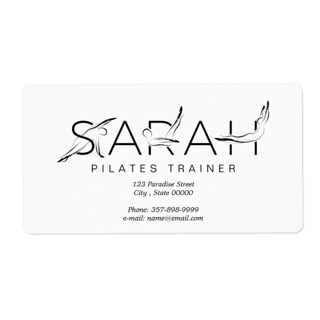Etiqueta Instructor de Pilates de Nombre SARAH (Frente)