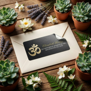 Etiqueta Instructor de Yoga y Meditación con Símbolo OM en