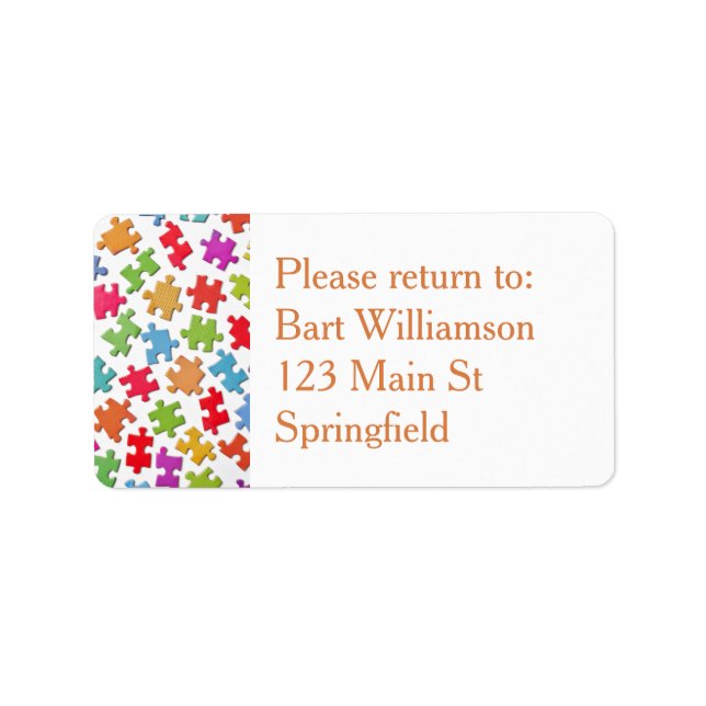 Etiqueta Intercambio de rompecabezas de Jigsaw Regresar a m (Frente)