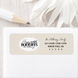 Etiqueta Invernal dibujado a mano con elegante óvalo de gui