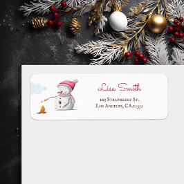 Etiqueta Invierno de invierno de nevado estacional tostado 