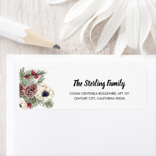 Etiqueta Invierno de vacaciones Pine Floral Cone Holly Berr (In situ)