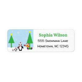 Etiqueta Invierno divertido de reno pingüino Personalizado
