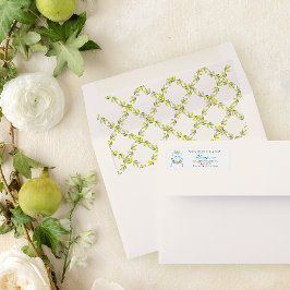 Etiqueta Invitación a la boda Escudo de estilo mediterráneo