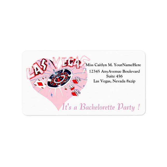Etiqueta Invitación a la fiesta rosada de Las Vegas (Frente)