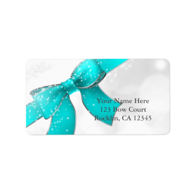 Etiqueta Invitación a la Moda Aqua Turquoise Blue Bow & Spa (Frente)