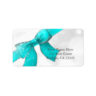 Etiqueta Invitación Chic Aqua Turquesa Azul con Lazo y Dest