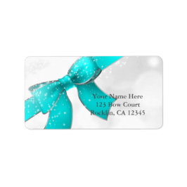 Etiqueta Invitación Chic Azul Turquesa Aqua con Lazo y Dest