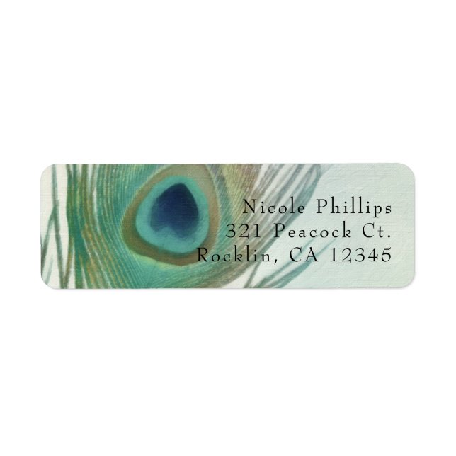 Etiqueta Invitación de Acuarela Chic Boho de Pluma de Pavo  (Frente)