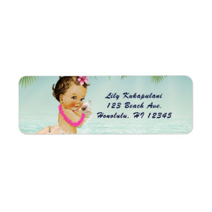 Etiqueta Invitación de Aloha Baby Shower Hawaiian Retro Bea