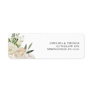 Etiqueta Invitación de boda con flores blancas al acuarela