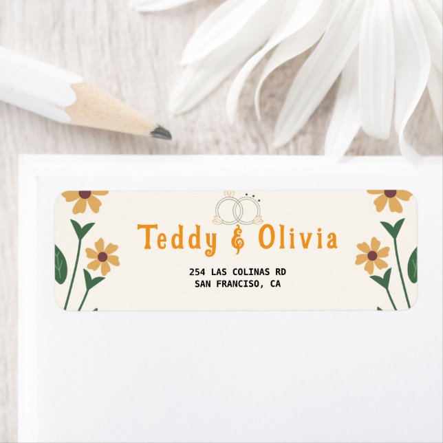 Etiqueta Invitación de boda de flores silvestres (In situ)