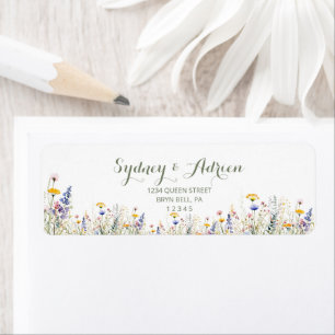 Etiqueta Invitación de boda de flores silvestres simples co