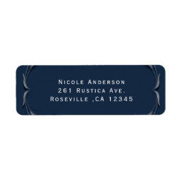 Etiqueta Invitación de boda elegante con marco azul y plate