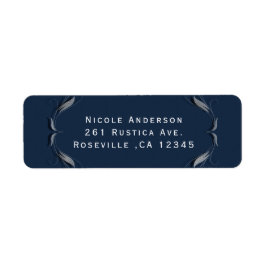 Etiqueta Invitación de boda elegante con marco azul y plate