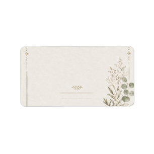 Etiqueta Invitación de boda europea en verde oliva