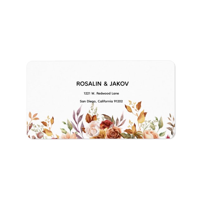 Etiqueta Invitación de boda floral boho blush (Frente)