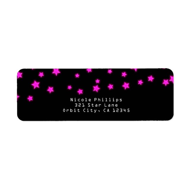 Etiqueta Invitación de cumpleaños con estrellas brillantes  (Frente)