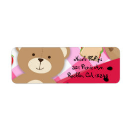 Etiqueta Invitación de cumpleaños para picnic de osito de p
