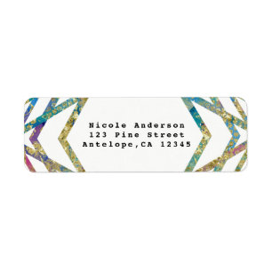 Etiqueta Invitación de fiesta de colores y dorado glam geom